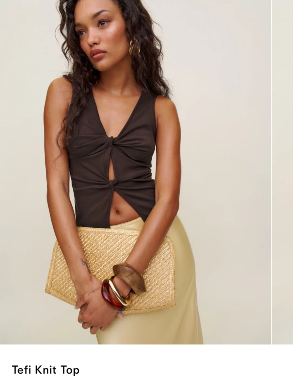 Reformation Brown Twist-Knot Sleeveless Knit Top